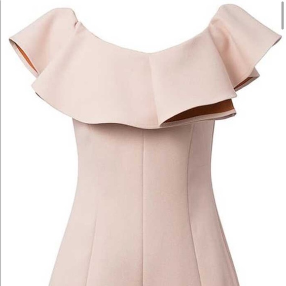 SHEIN Nude Ruffle Scoop Neck Zipper Back Romper - Picture 1 of 5